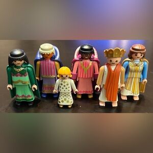 6 Vintage Playmobil Christmas Nativity Figures Mary & Joseph Wiseman & Angel